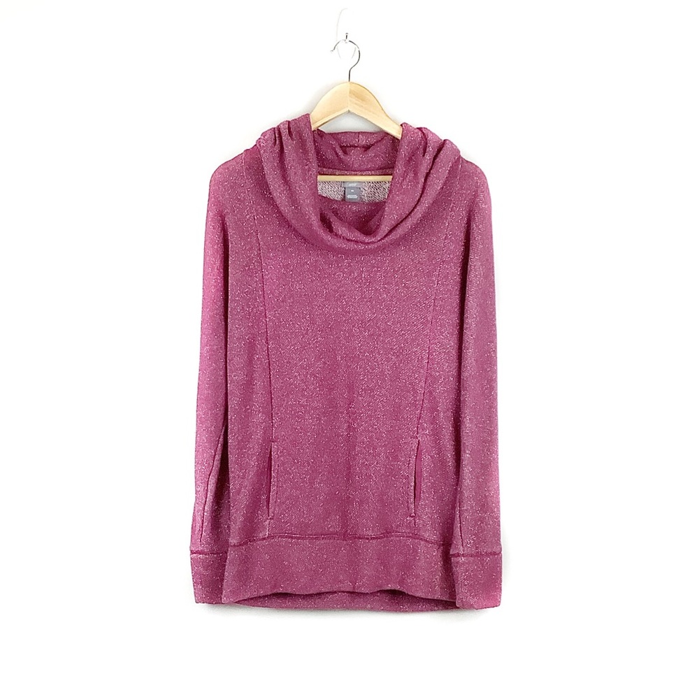 Aerie Purple Sparkle Cowl Neck Sweater Size Medium